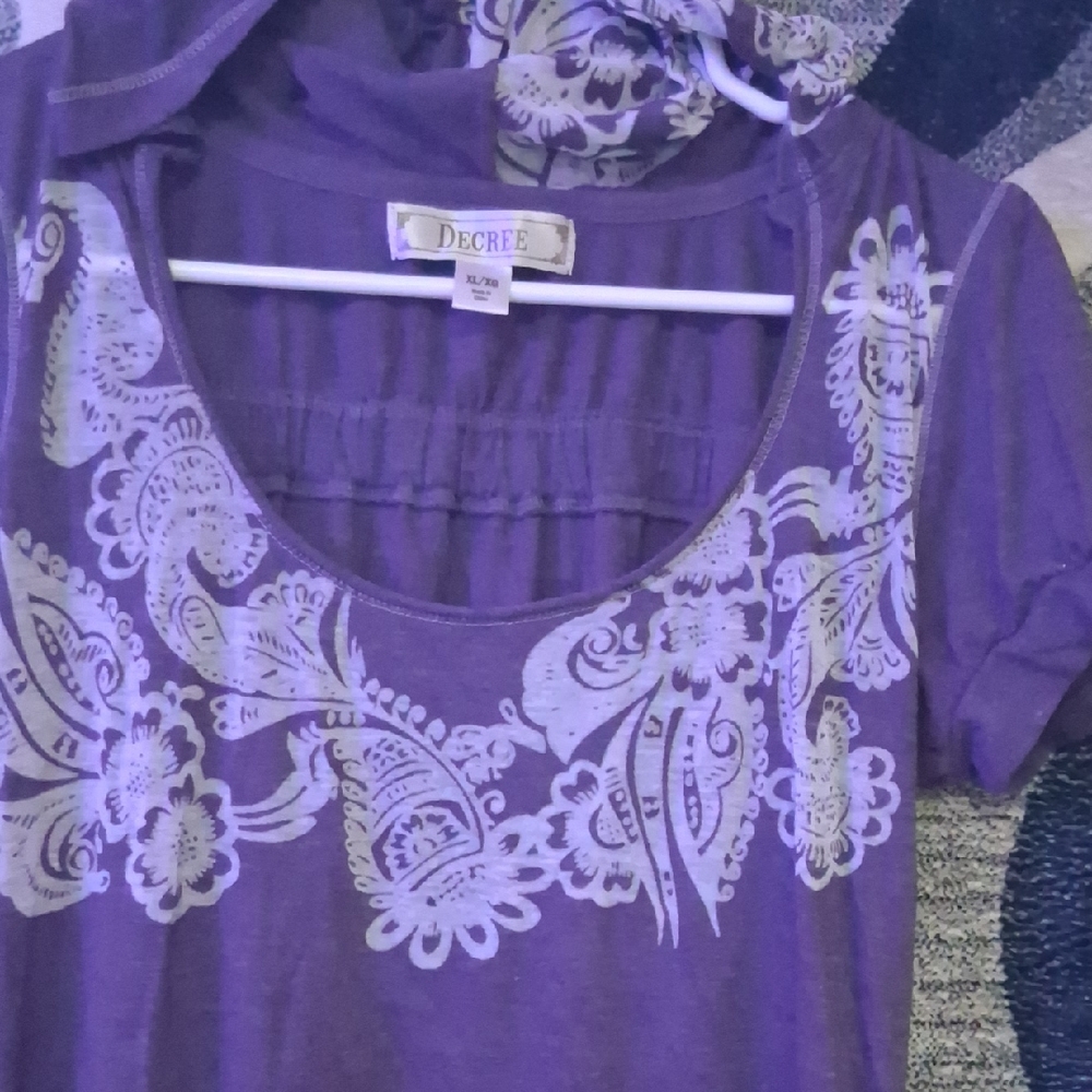 Decree Purple Top with White Paisley